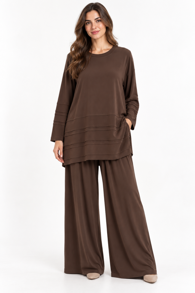 Nurcan Çetin 26564 Pantolonlu Takım - Kahve