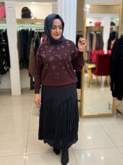 Fuat Gürşen 4353 Ön İşleme Detay Tunik - Bordo