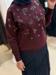 Fuat Gürşen 4353 Ön İşleme Detay Tunik - Bordo