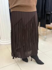 SENTEZ Viola Parçalı Kırıştırma Etek-Kahve