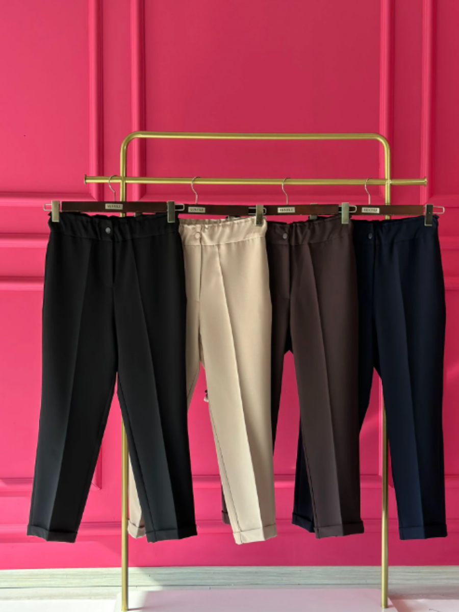 SENTEZ 5514 BELİ LASTİKLİ İNCE DUBLE PAÇA PANTOLON