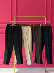 SENTEZ 5514 BELİ LASTİKLİ İNCE DUBLE PAÇA PANTOLON