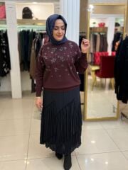 SENTEZ Viola Parçalı Kırıştırma Etek- Lacivert