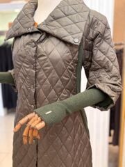 İNVEE RİBANA DETAYLI ŞİŞME MONT- Haki