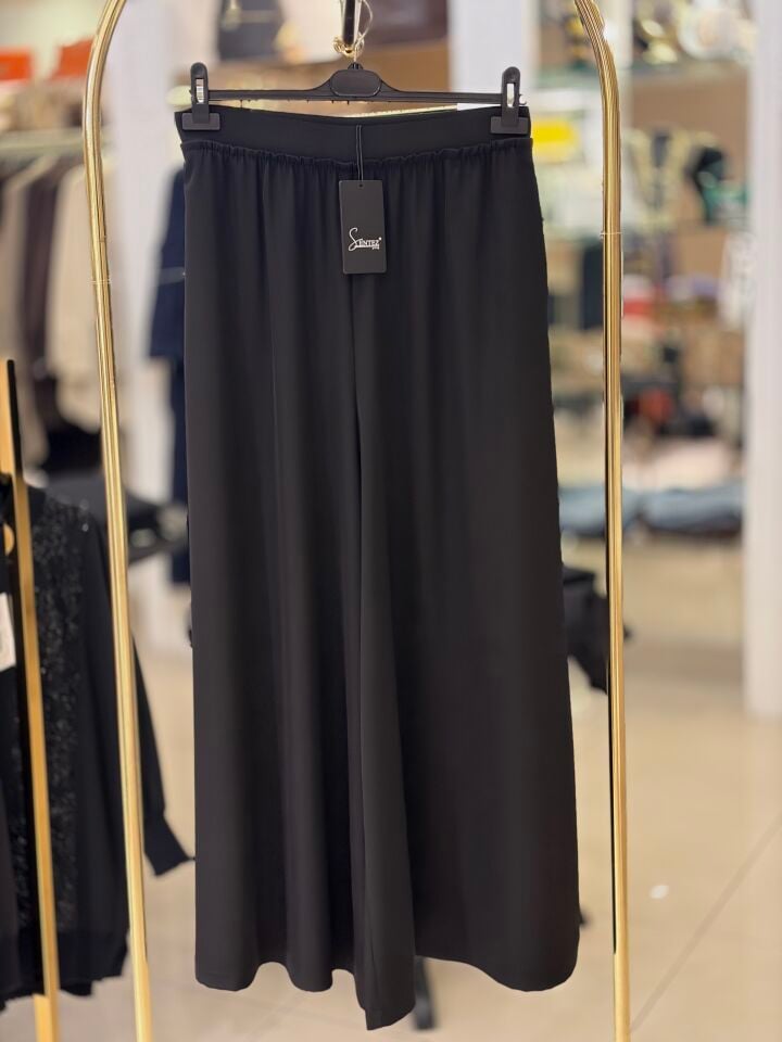 Sentez 5561 Logos Geniş Paça Pantolon - Siyah