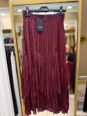 SENTEZ VİOLA PARÇALI KIRIŞTIRMA ETEK - BORDO