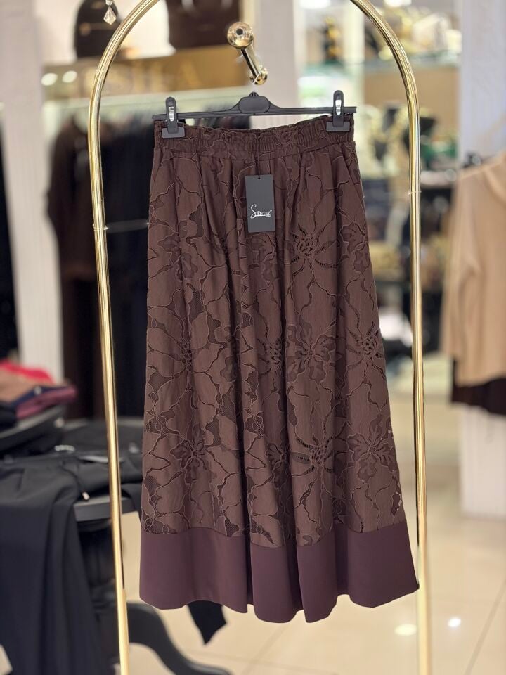 Sentez 5806 Roselle Dantelli Etek Kahve