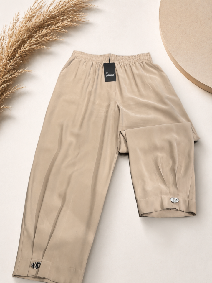 Sentez 5463 Titan Paça Pile Düğmeli Pantolon-Bej