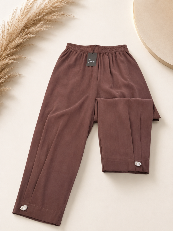 Sentez 5463 Titan Paça Pile Düğmeli Pantolon-Kahve