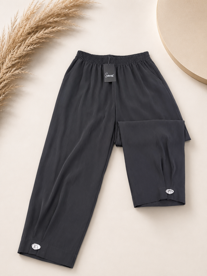 Sentez 5463 Titan Paça Pile Düğmeli Pantolon-Siyah