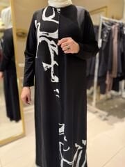 DESENLİ ÇİFT TARAFLI TAŞLI ELBİSE / BELGİN