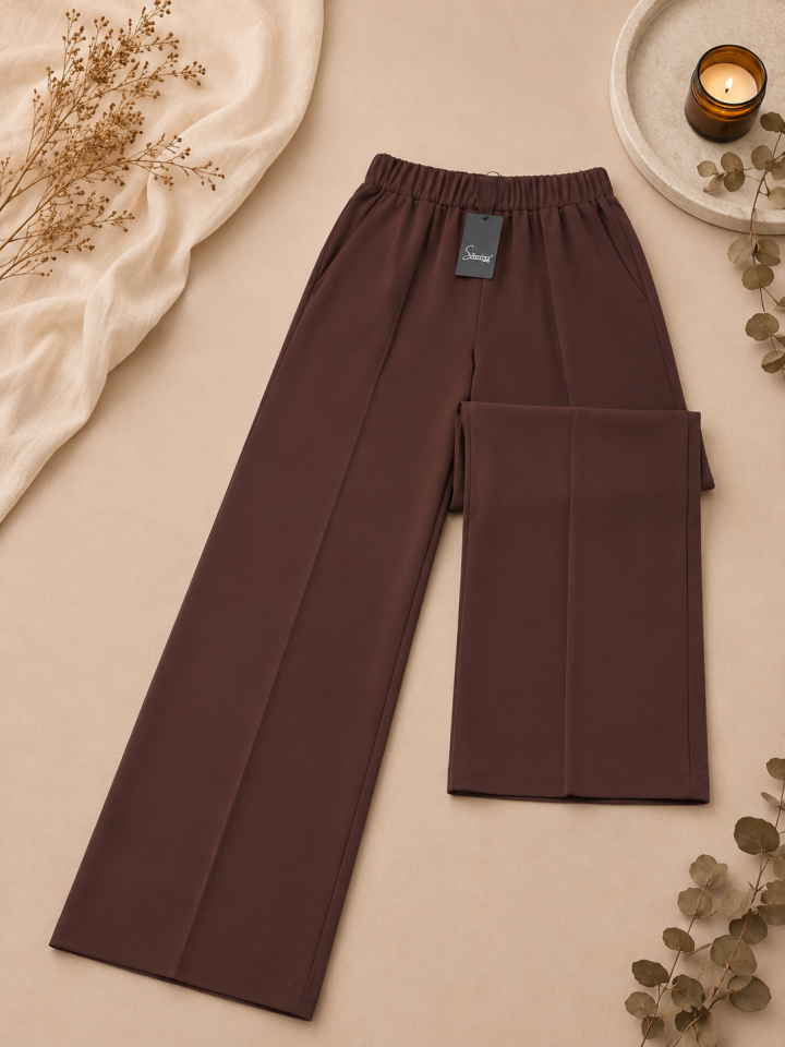 SENTEZ COLMAR  5580 BELİ LASTİKLİ GENİŞ PAÇA PANTOLON- KAHVE