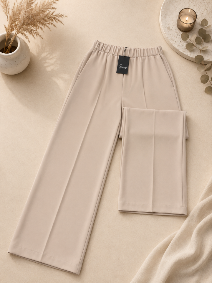 SENTEZ COLMAR  5580 BELİ LASTİKLİ GENİŞ PAÇA PANTOLON- TAŞ