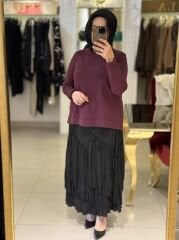 NUSS EVAZE ETEK ÜSTÜ TUNİK- VİŞNE