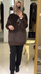 TIĞ TRİKO ANGORA TUNİK -KAHVE