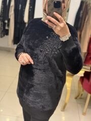 TIĞTRİKO ANGORA TUNİK - SİYAH