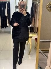 TIĞTRİKO ANGORA TUNİK - SİYAH