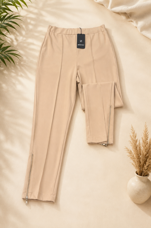 SENTEZ - 5541 PAÇASI FERMUARLI DAR PAÇA PANTOLON- BEJ