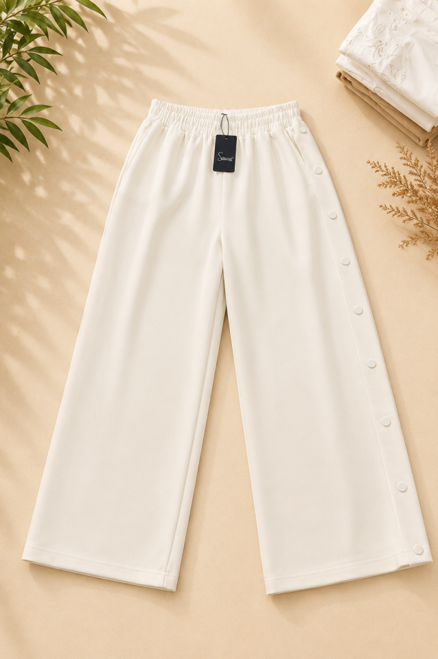 SENTEZ - 5569 TOKYO BAMBU PANTOLON-BEYAZ