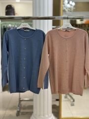 BELGİN DÜĞME DTY DESENLİ TRİKO BLUZ