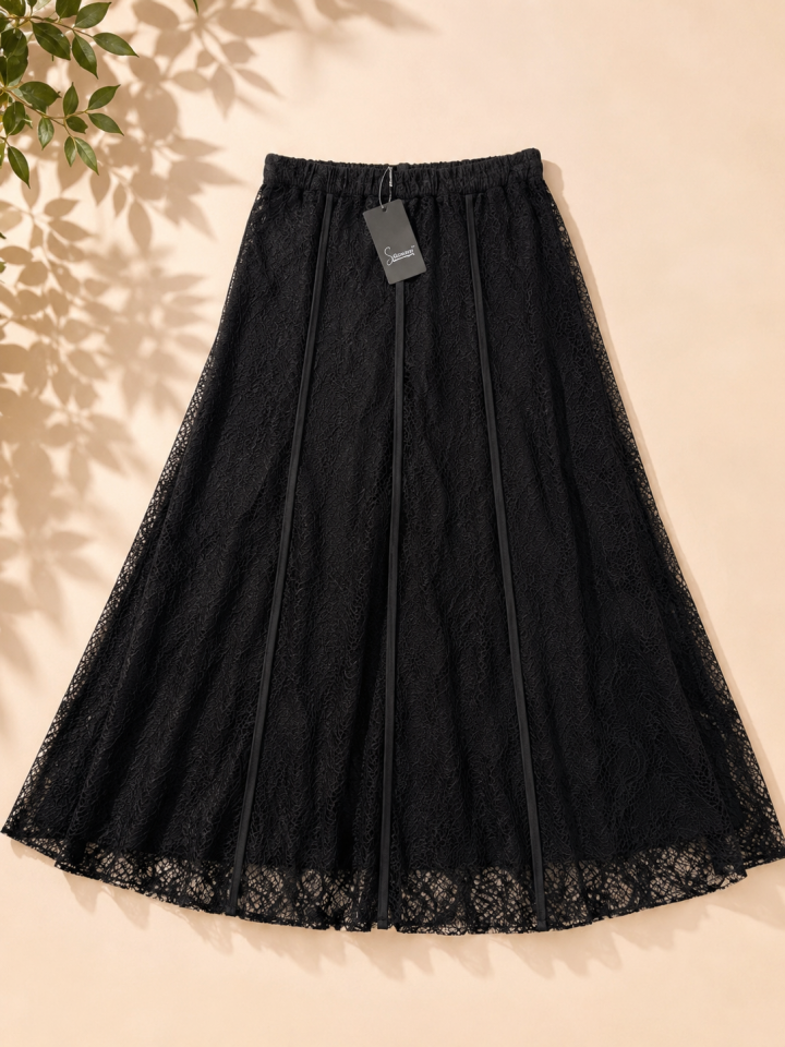 Sentez-5496 Dantelli Etek- Siyah