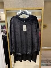 TIĞ TRİKO PIRILTI & TAŞ DETAY KADİFE TUNİK