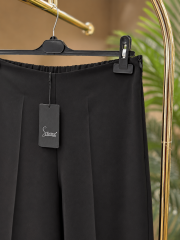 Sentez - 5386 Arkası Lastikli Bol Paça Pantolon- Siyah