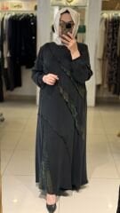 FIRFIRLI DESEN DTY. İPEK CUPRA ELBİSE /DEFRİNA