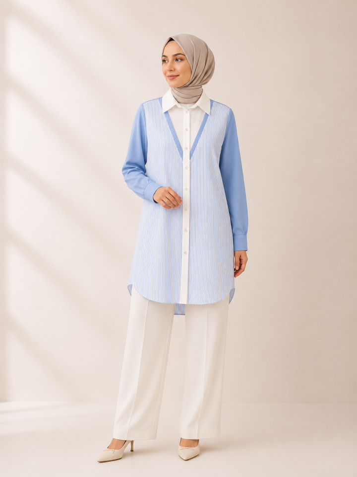 Fuat Gürşen -5380 Tunik -Bebe Mavisi