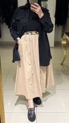 Sentez  5479 ELY Beli Lastikli Etek - Bej