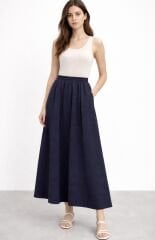 Sentez  5479 ELY Beli Lastikli Etek - Lacivert