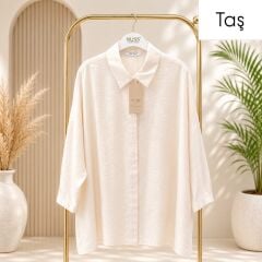 Nuss 3001 Oversize Basic Gömlek-  Taş