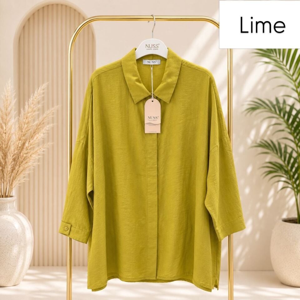 Nuss 3001 Oversize Basic Gömlek-  Lime