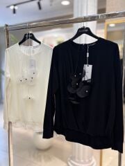 Fuat Gürşen 5311 Yan Drape Detay Bluz - Siyah