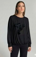 Fuat Gürşen 5311 Yan Drape Detay Bluz - Siyah