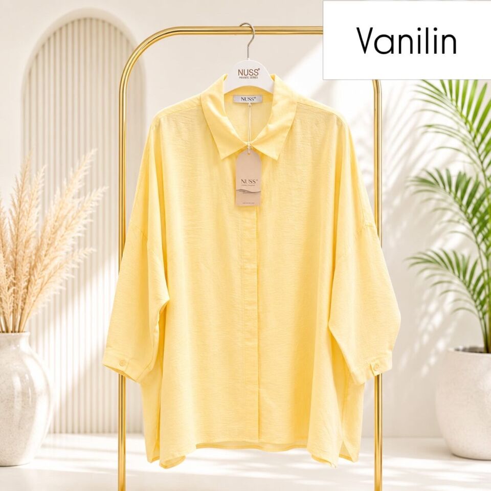 Nuss 3001 Oversize Basic Gömlek-  Vanilin