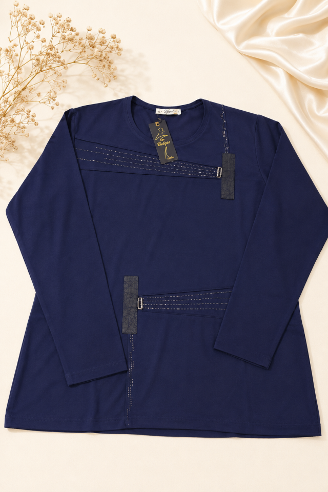 Bambu Penye Bluz 5380-Lacivert