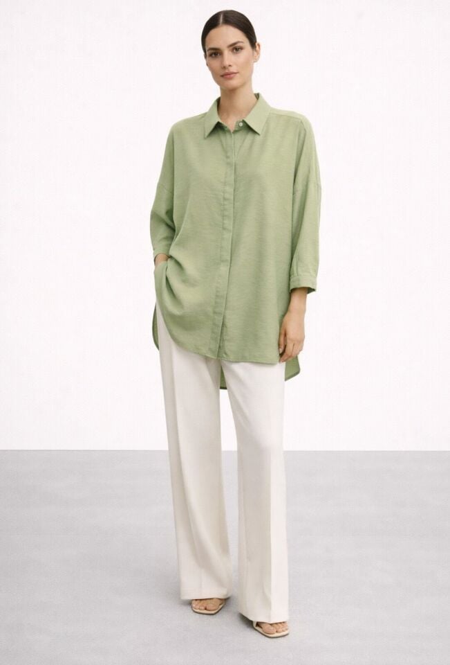 Nuss 3001 Oversize Basic Gömlek-Menta