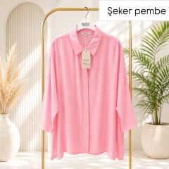 Nuss 3001 Oversize Basic Gömlek- Şeker Pembe
