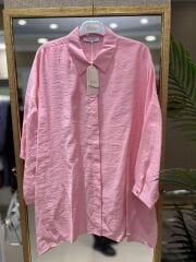 Nuss 3001 Oversize Basic Gömlek- Şeker Pembe