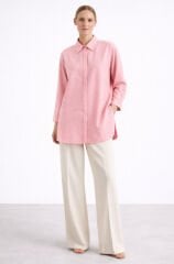 Nuss 3001 Oversize Basic Gömlek- Şeker Pembe