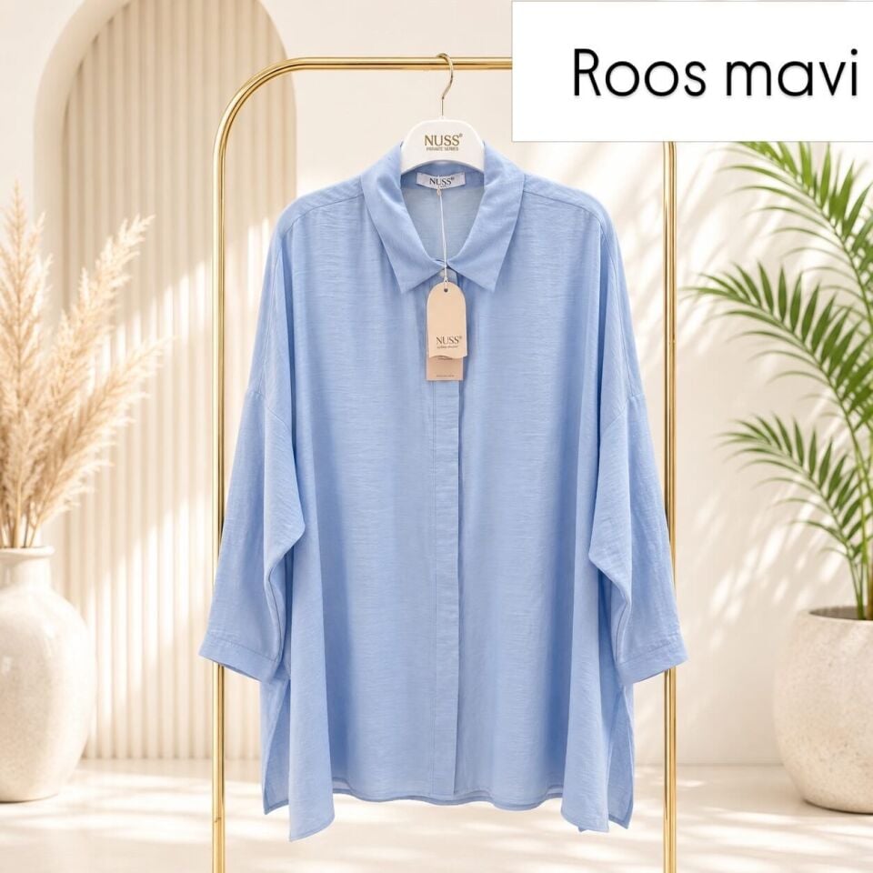 Nuss 3001 Oversize Basic Gömlek- Roos Mavi