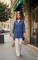 Nuss 3001 Oversize Basic Gömlek- Indigo