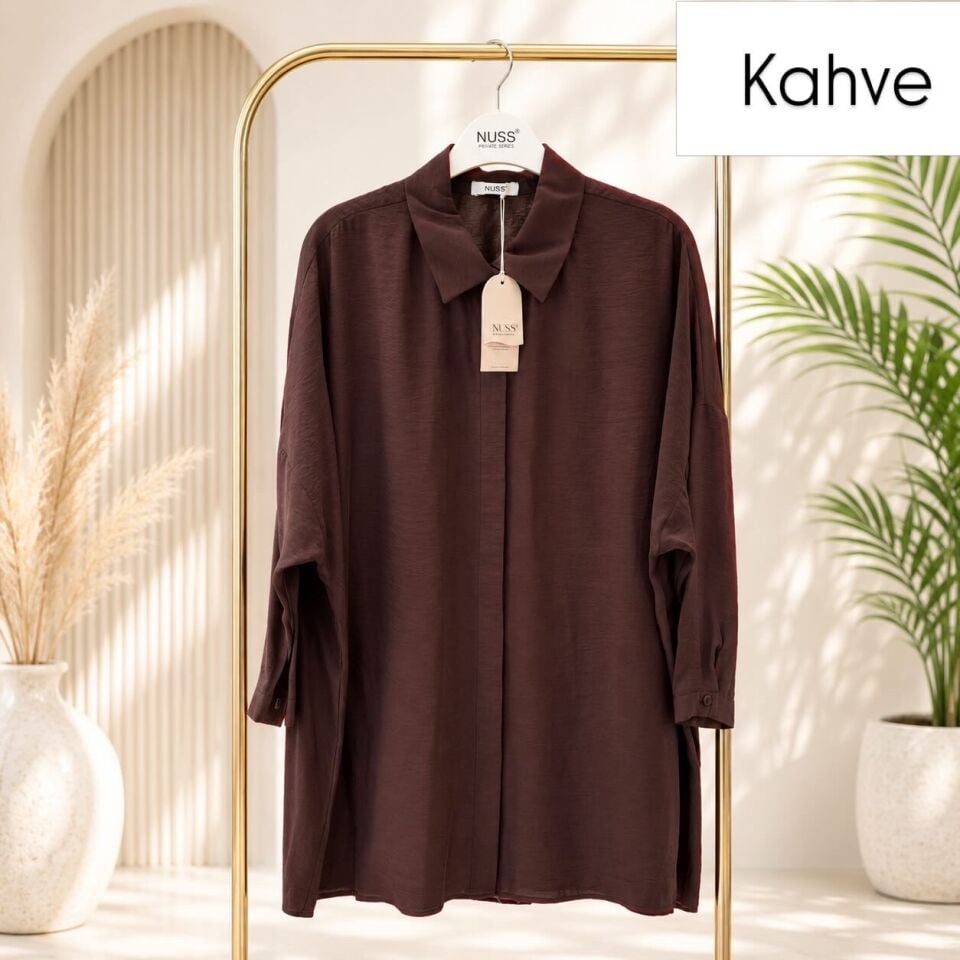 Nuss 3001 Oversize Basic Gömlek- Kahve