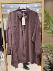 Nuss 3001 Oversize Basic Gömlek- Kahve