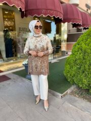 FUAT GÜRŞEN  VİZON DESENLİ BLUZ