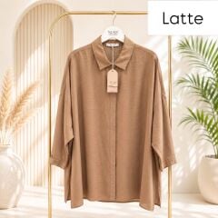 Nuss 3001 Oversize Basic Gömlek- Latte