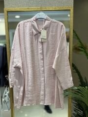 Nuss 3001 Oversize Basic Gömlek- Pudra