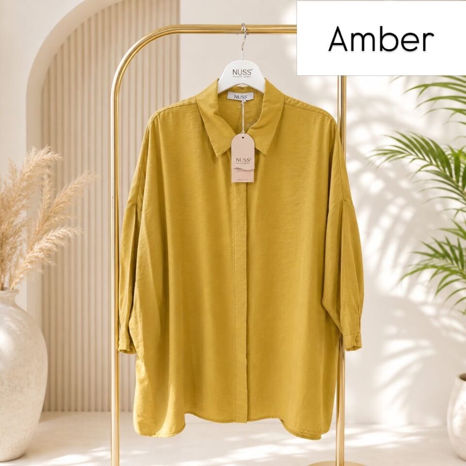 Nuss 3001 Oversize Basic Gömlek-  Amber