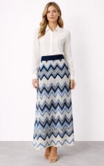 Fuat Gürşen 5409 Eteği Zigzag Desen Takım - İndigo